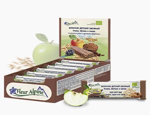 Skani FLEUR ALPINE naujiena – avižinis batonėlis su razinomis, obuoliais ir kakava