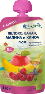Fruit, vegetable and berry puree with quinoa, 120 g