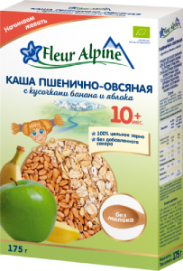Wheat-Oatmeal with pieces of banana and apple